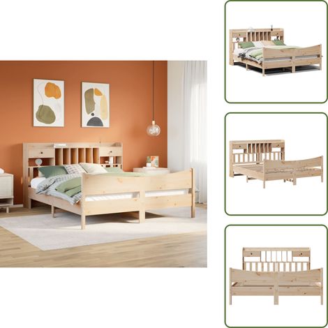 Cama de pino - vidaXL Estructura de cama sin colchón madera maciza de pino 180x200 cm - Cama de madera maciza