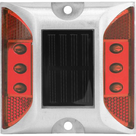 Luces de señalización LED solares para suelo, impermeables, para entradas de vehículos, carreteras y autopistas exteriores, con punta roja -Crezuo
