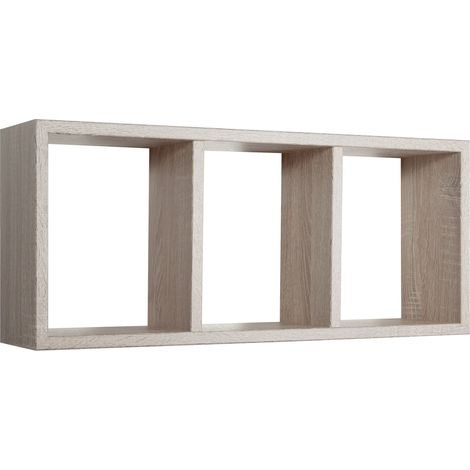 Estante rectangular de pared 3 compartimentos mod. Tristano Roble Sagerau (1/4)