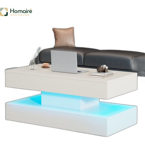 Couchtisch aus Spanplatte weiß und Polyester 50 x 100 x 42 cm HOMAIRE (1/5)