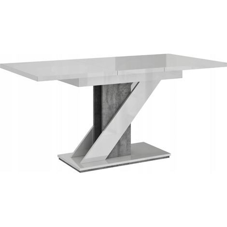 Dusine – Table à manger extensible 120-160 cm – Finition laquée blanche – Pied unique élégant – Système de rangement intégré pour rallonge (1/4)