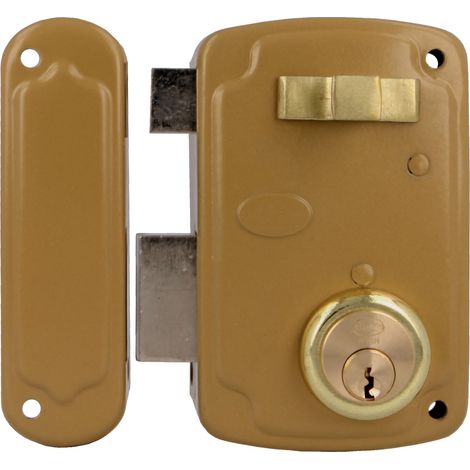 AMIG Serrure en applique et verrous 75U 76 x 120 mm Acier Émaillé or - Gauche