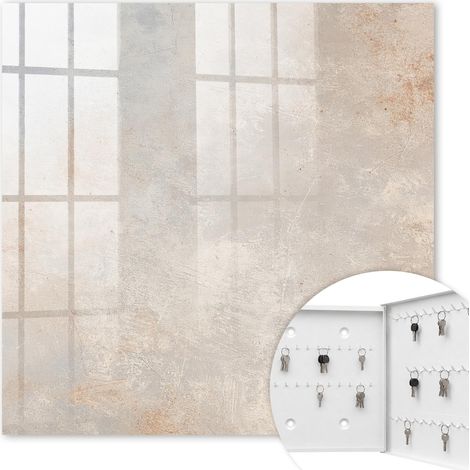 Armoire à clés - (30 cm x 30 cm) - Boîte à clés murale - Coffret de rangement pour clés - Couleur blanche - Ouverture vers la droite - Pour maison et bureau - élégance rustique