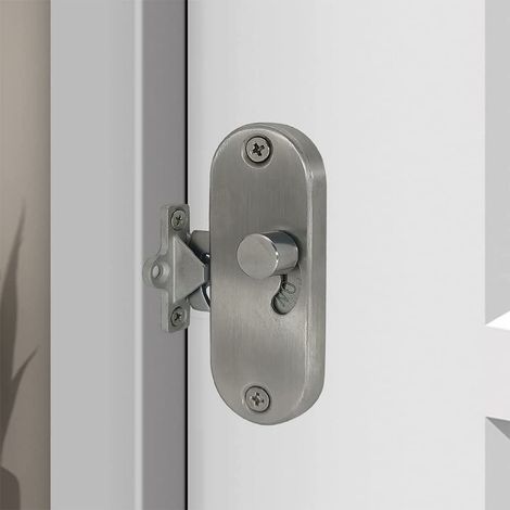 Serrure de porte coulissante à 90° à angle droit avec boucle de verrouillage de porte coulissante et verrou de porte de grange (1 paquet d'argent) (1/5)