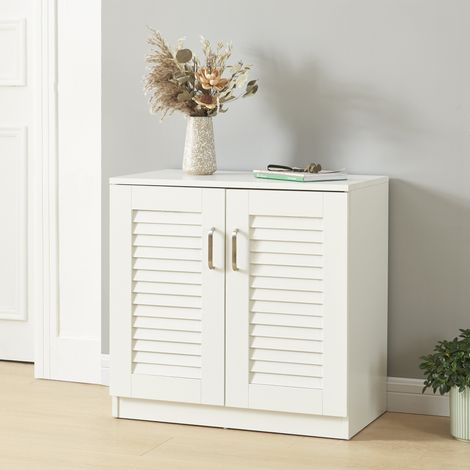 Armadio Scarpiera Løten con Ante a Persiana 62 x 63 x 36 cm Bianco [en.casa] (1/5)