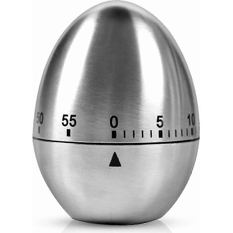 Minuteur de cuisine en acier inoxydable en forme d'œuf, minuteur de cuisson mécanique pour une précision optimale (1/3)