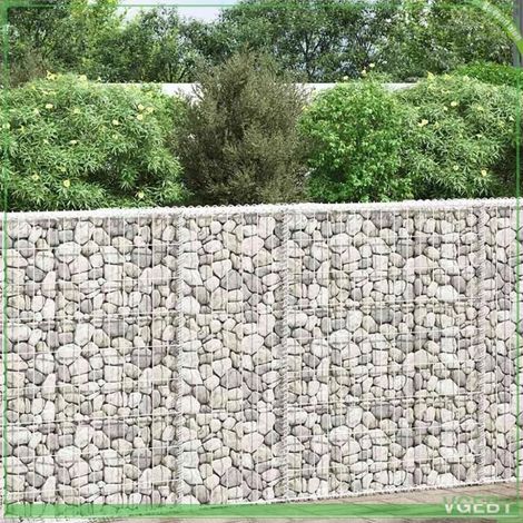Lit surélevé à gabion - FAFEICY - 145652 - Acier galvanisé - 80x20x100 cm - Argenté (1/5)