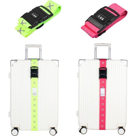 Sangle Valise Voyage avec Code, 2 PCS Sangle pour Ceinture Valise Voyage Sécurité, Protege De Voyage Soute avec Couleurs Vives