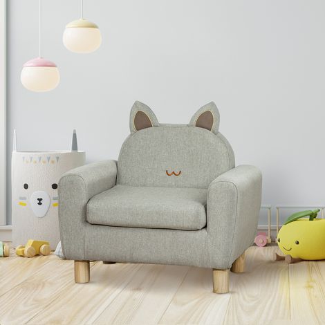 Sillón Infantil Mini Sofá para Niños de +3 Años con Asiento Acolchado y Reposabrazos 61x42x53 cm Marrón (1/5)