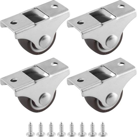 4 mini roulettes, roulettes pour meubles, petites roulettes fixes de 25 mm, roulettes pivotantes directionnelles, adaptées aux meubles (1/5)