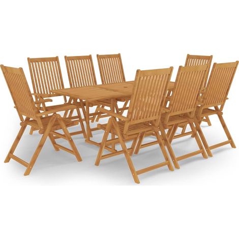 9-tlg. Garten-Essgruppe Massivholz Teak