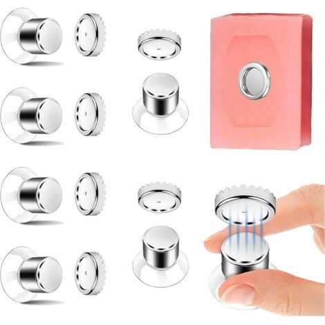 Lot de 6 Porte-Savon Magnétique, Porte-Savon à Ventouse - Fixation Solide, Porte-Savon de Douche sans Perçage, Porte-Savon Aimanté en Acier Inoxydable pour Salle de Bain et Cuisine