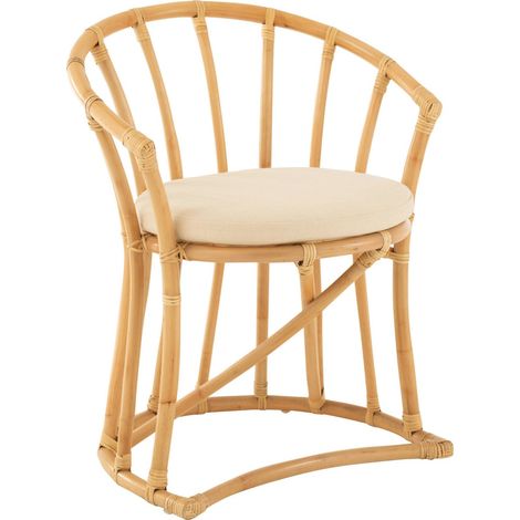 Chaise rotin naturel avec coussin blanc textile élégant - Naturel rotin et blanc cassé (1/5)