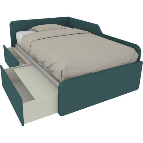 Divano letto singolo 120x190 con cassettoni - Ideale per camerette - Verde Petrolio (1/5)