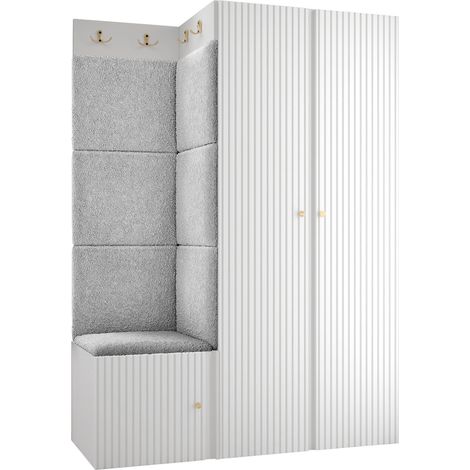 Conjunto para recibidor Hartford 387, Abriamo 6, 186x116x46cm, Tapiz, Aglomerado laminado, Colocada, Montada en la pared