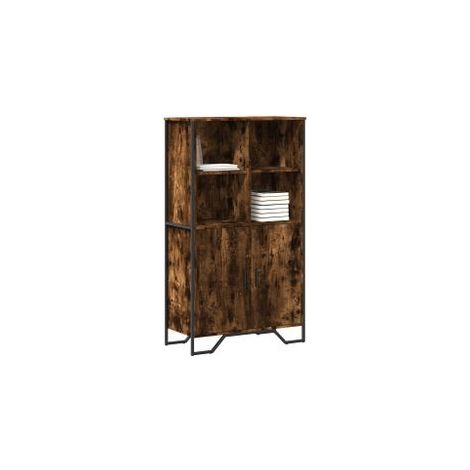 Buffet haut chêne fumé 79,5x35,5x137,5 bois d'ingénierie (1/5)