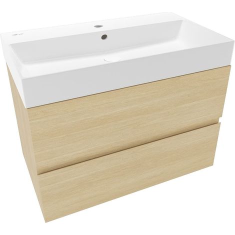 Ensemble meuble avec vasque suspendu - Naturel - Verona - 80x50x45,5 cm - Bois clair