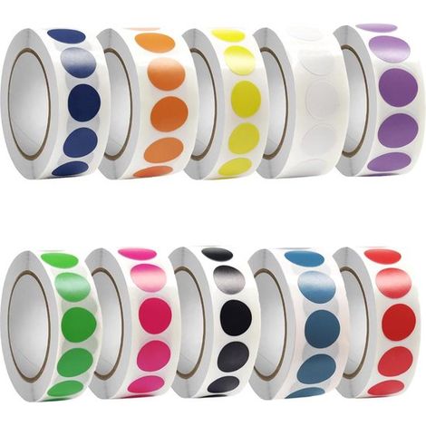 Lot de 5 000 autocollants à pois colorés – 19 mm – 10 couleurs – Codage couleur amovible – Étudiants et bureau (1/5)