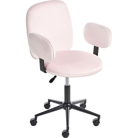 Silla de oficina moderna sillón de altura regulable de terciopelo rosa pastel Moraga