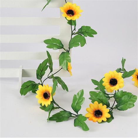 1 Pice 2.5m Guirlande 2 Feuilles Tournesol Artificiel Guirlandes Fleurs Artificielles Tombante Plante Fausse Suspendre (1/5)