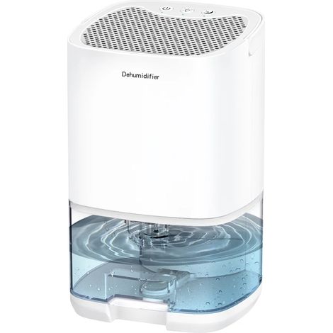 Déshumidificateur domestique (blanc) 1000 ml, séchoir à linge silencieux, extracteur d'humidité avec réservoir d'eau amovible (1/5)