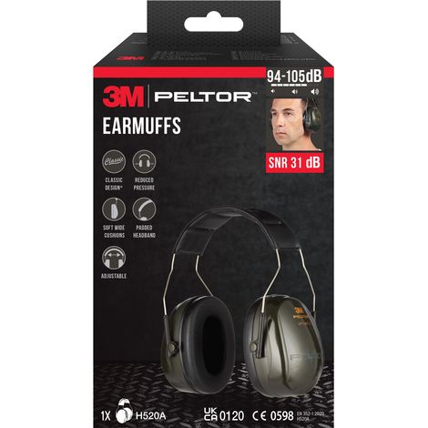 Casque anti-bruit 3M™ PELTOR™ Optime™ II H520A, SNR 31 dB, Vert