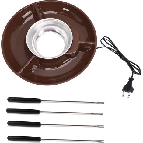 Machine à fondue électrique au chocolat avec séparateur alimentaire en acier inoxydable, idéale pour les fêtes (fromage, bonbons, Saint-Valentin, anniversaire, etc.), prise européenne 220 V. (1/5)