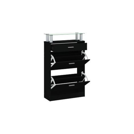 Armoire à chaussures Noir 63x24x104 Bois d'ingénierie (1/5)