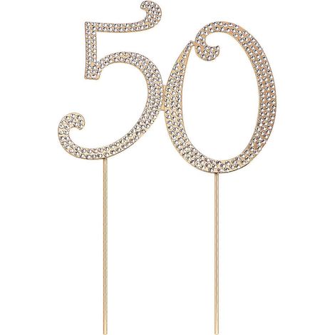 STOBOK 50 Décoration de gâteau strass brillants pour une fête d'anniversaire de 50 ans