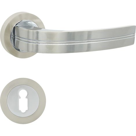 DOMINO Poignée de porte DEKAN-R M6/M9 BB Poignée avec rosace BB pour clé Chrome/nickel brillant (1/5)