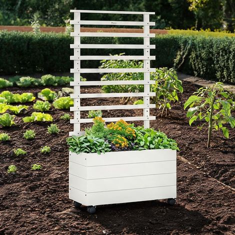 Porte-plantes coloris blanc en tannenholz 76 x 30 x 155 cm (1/5)