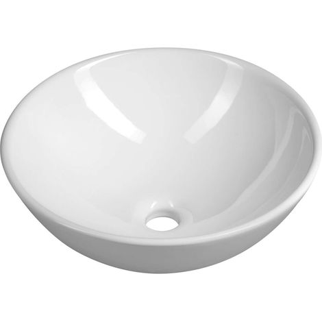 Aqualine - Lavabo sobre encimera, diámetro 40 cm, sin rebosadero, sin orificio para grifo, blanco 40155 (1/5)