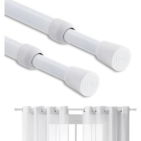 Ausziehbare Gardinenstange – 2er-Set – Weißer Stahl – Kein Bohren erforderlich, verstellbar von 30 bis 50 cm – Küche/Badezimmer (1/5)