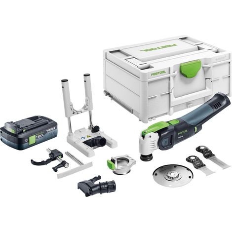 Kit de base Festool OSC 18 E - Oscillateur sans fil 18 V Starlock Max Brushless + 1 batterie 4,0 Ah + kit d'accessoires 7 pièces + Systainer - sans chargeur