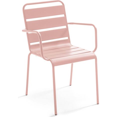 Fauteuil de jardin en métal rose poudré - Palavas