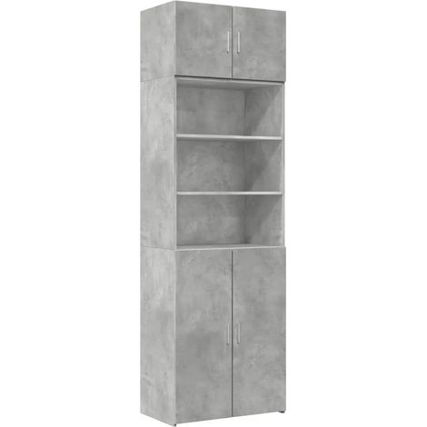 Armadio portaoggetti alto 70 x 42,5 x 225 cm spazio verticale 7 scomparti moderno in legno ingegnerizzato grigio cemento 020055573
