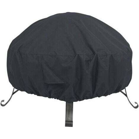 210D Round Fire Pit Cover 85cm Diameter x 40cm, Waterproof and Windproof Cover, Black (1/3)