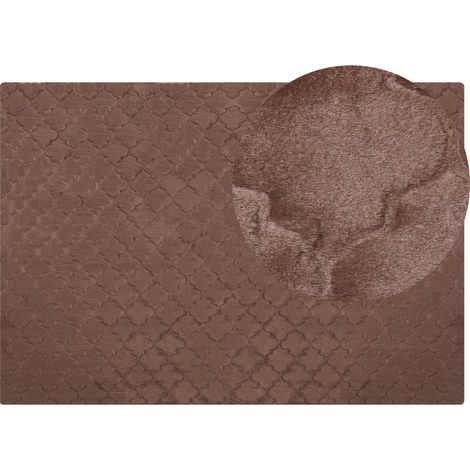 Alfombra marrón 160 x 230 cm poliéster piel sintética conejo reja pelo largo Gharo (1/5)