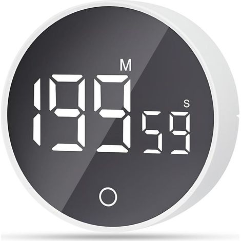 Magnetic Visual Timer Clock, 60 Minute Countdown with 3 Volume Levels, Short Timer, Large LED Display - White (1/5)