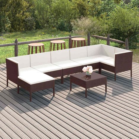 vidaXL Salon de jardin 8 pcs avec coussins résine tressée marron (1/5)