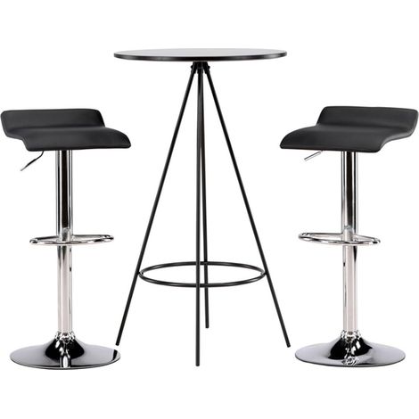 Ensemble Table de Bar & 2 Tabourets "Bistro & Jonna" 105cm Noir