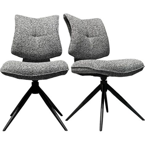 Lot 2 chaises rotatives tissu chiné noir avec dossier replié – IMOGEN (1/5)