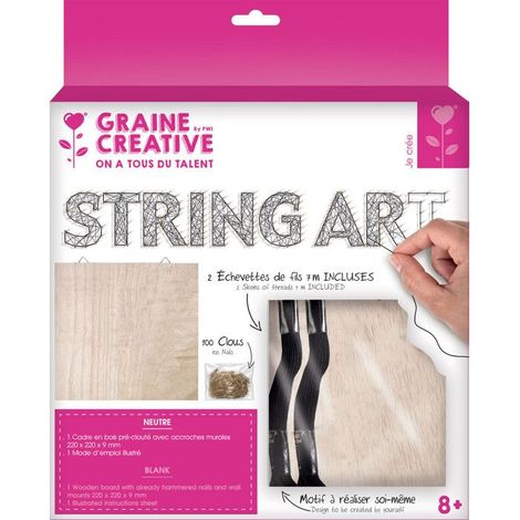 Tableau String Art - Graine Créative - Carré - Bois - 22x22 cm