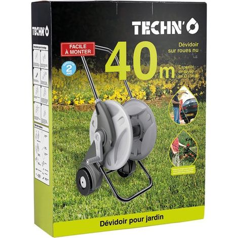 Schlauchrückspule auf Rädern aus Aluminium und Kunststoff, 40 m – Techn