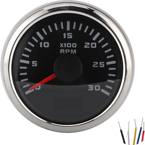 GARRYFIZH Tachymètre LCD 2 pouces 3000TR/MIN - Pour voiture, moto, machine de génie, moteur hors-bord