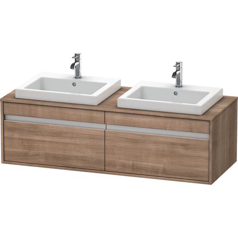 Mobiletto Duravit Ketho Vanity a parete 6797, 2 estraibili, 1400mm, per 2 lavabi da incasso, su entrambi i lati, Colore (anteriore/corpo): Ciliegio del Ticino - KT6797B7373 (1/2)