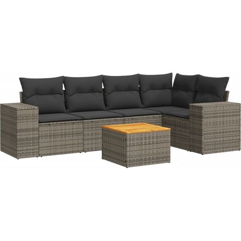 Maison Exclusive - 6-tlg. Garten-Sofagarnitur mit Kissen Grau Pol