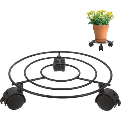 Support pour plantes robuste avec roulettes verrouillables 25 cm petit (1/5)
