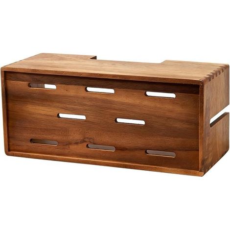 Caja para cables，Caja de almacenamiento de cables，Caja de gestión de cables de madera de acacia，Caja de madera para ocultar y organizar cables (1/5)