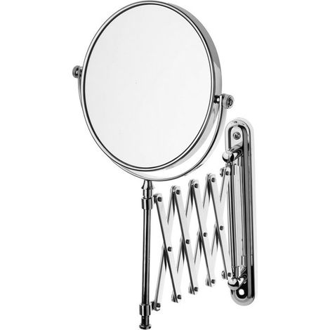 Specchio ingranditore a doppio lato con braccio a fisarmonica in acciaio inox lucido  SP-3593 kamalu